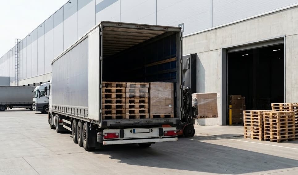Loading pallets onto delivery truck